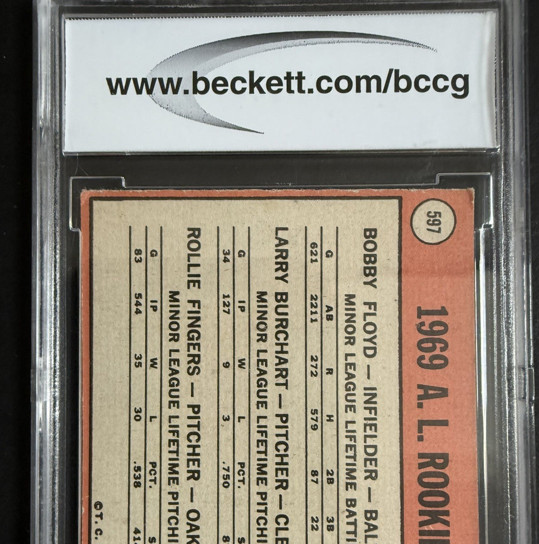 Rollie Fingers 1969 Topps Rookie Stars Card #597 Bccg 8 Graded Ex - Nm HOF