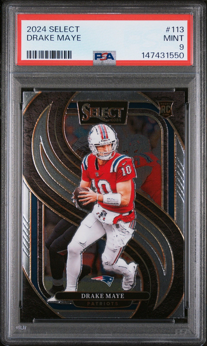 Graded 2024 Panini Select Drake Maye #113 Rookie Football Card PSA 9 Mint