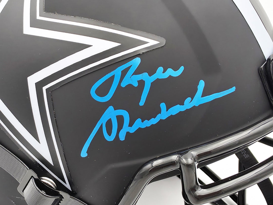 Roger Staubach Auto Cowboys Eclipse Black Full Size Speed Replica Helmet Beckett