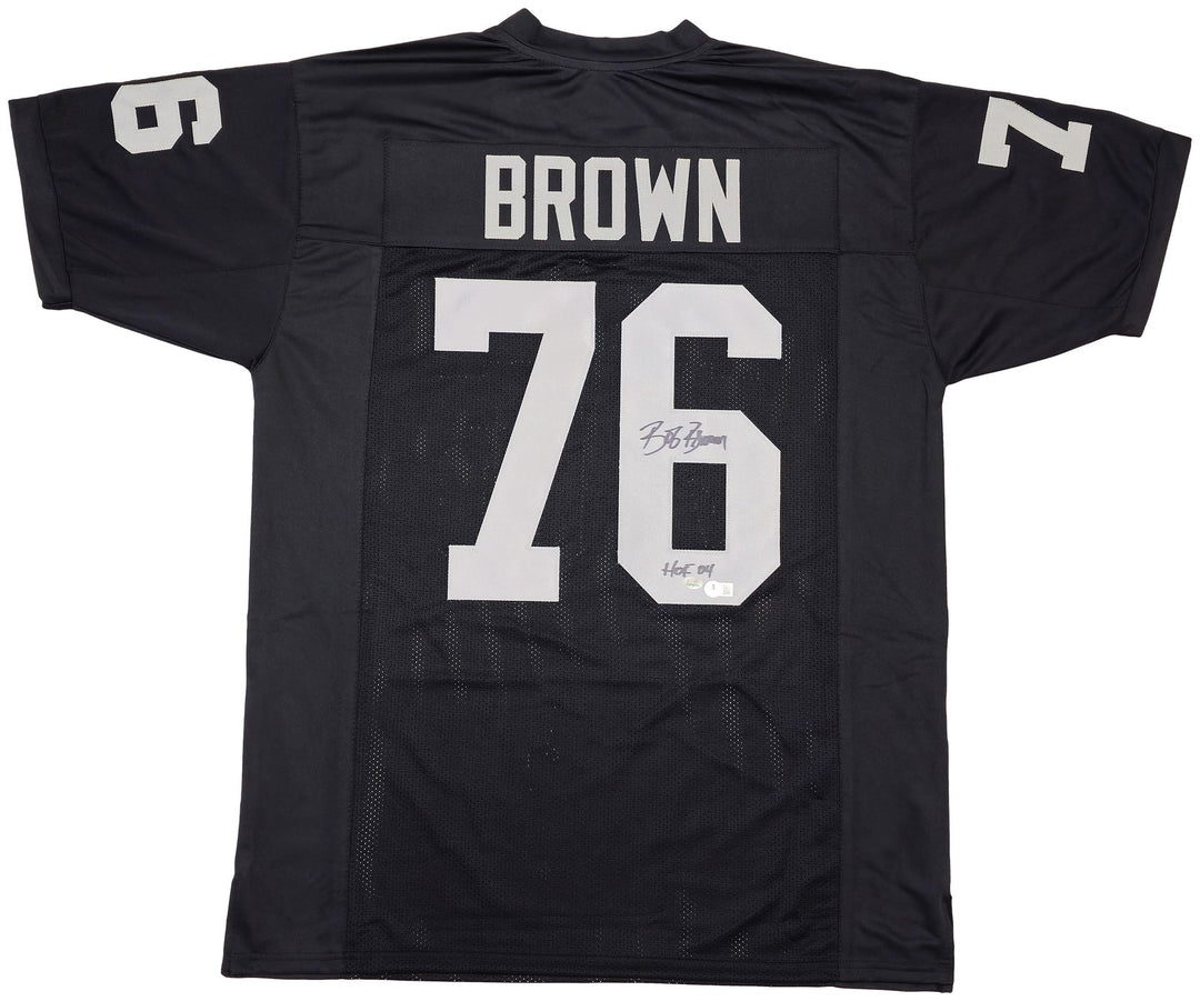 Oakland Raiders Bob Brown Autographed Signed Black Jersey "HOF 04" Beckett