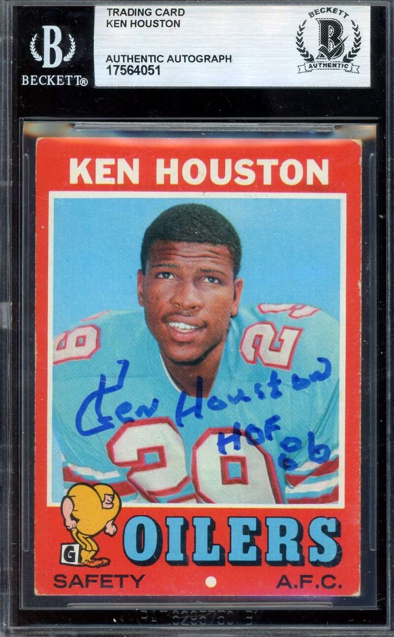 Ken Houston Beckett BAS Signed 1971 Topps Rookie Autograph Oilers
