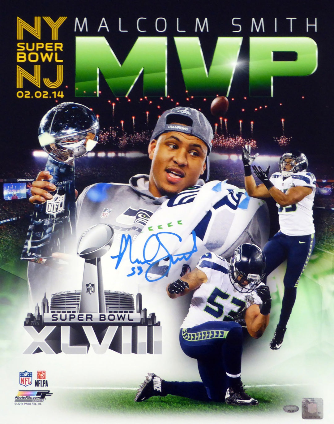 Malcolm Smith Signed 16x20 Photo Seattle Seahawks Super Bowl MCS Holo
