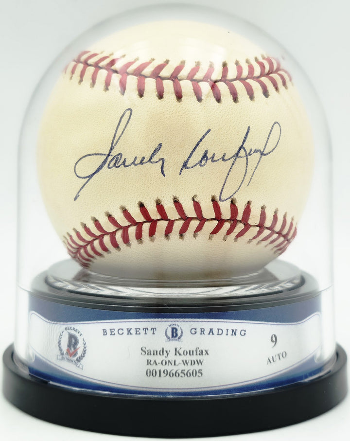 Sandy Koufax Signed NL Baseball Los Angeles Dodgers Auto Mint 9 Beckett