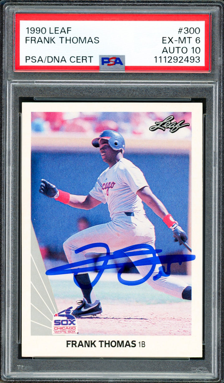 Frank Thomas Signed 1990 Leaf RC 300 Chicago White Sox PSA 6 Auto GM 10 PSA/DNA