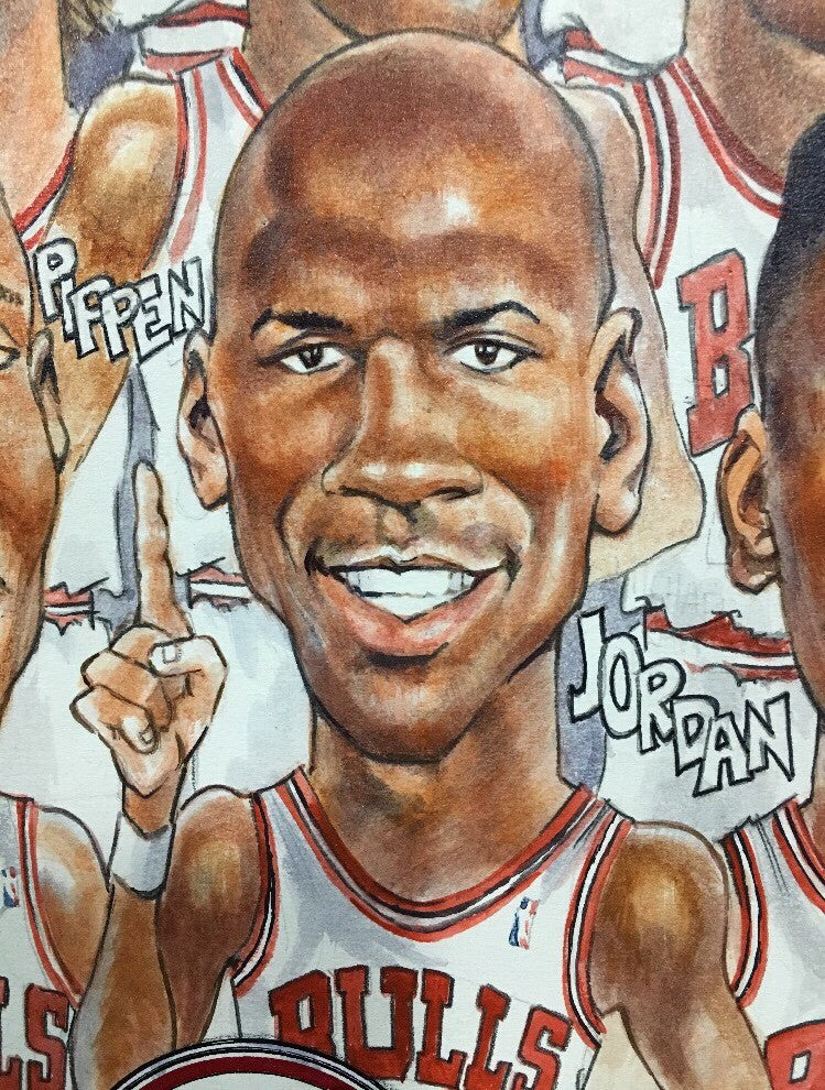 1992 Chicago Bulls NBA Champions Original Petronella Painting Michael Jordan 1/1