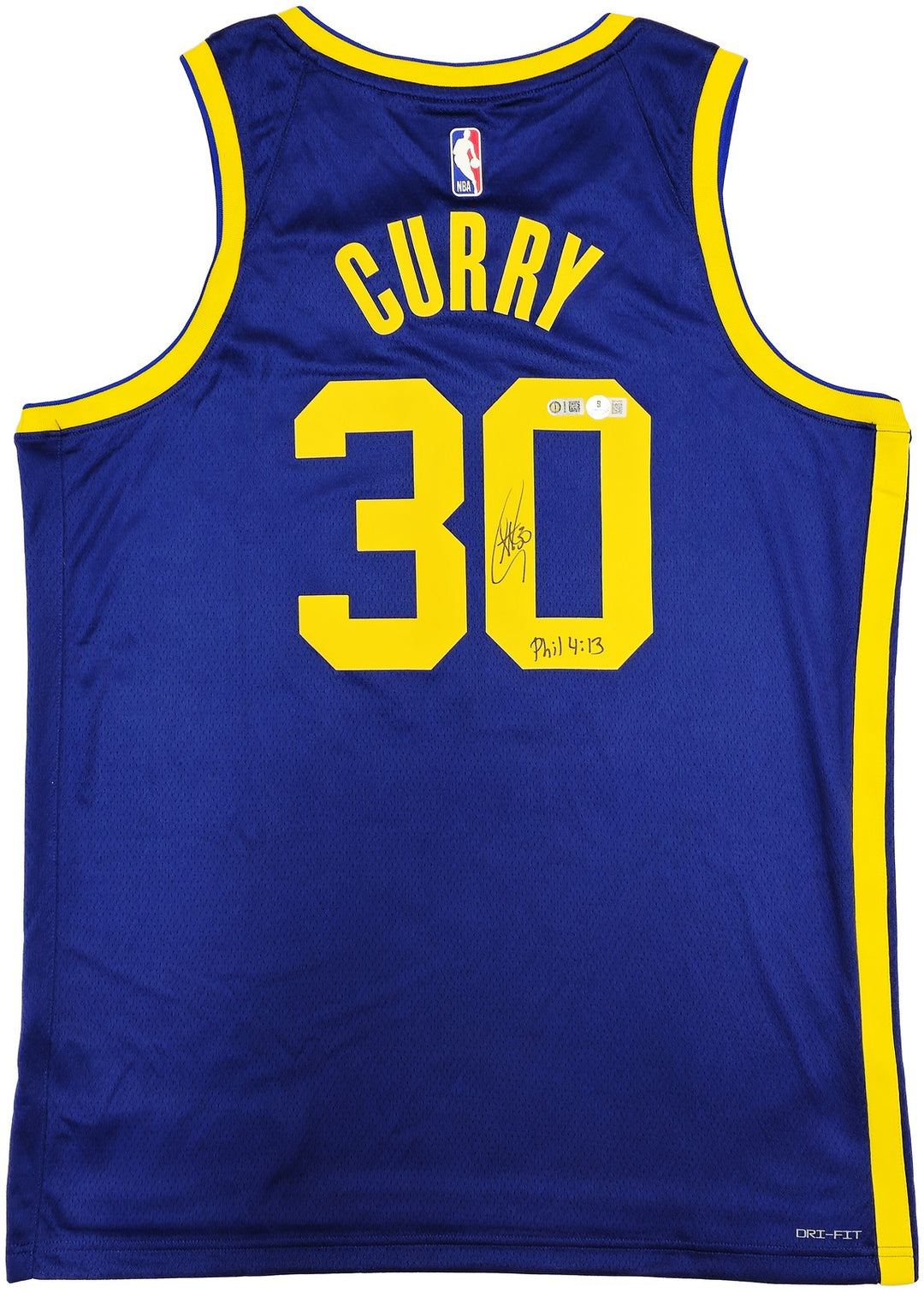 Warriors Stephen Curry Auto Blue Nike Jordan Statement Jersey 48 Bible Verse BAS