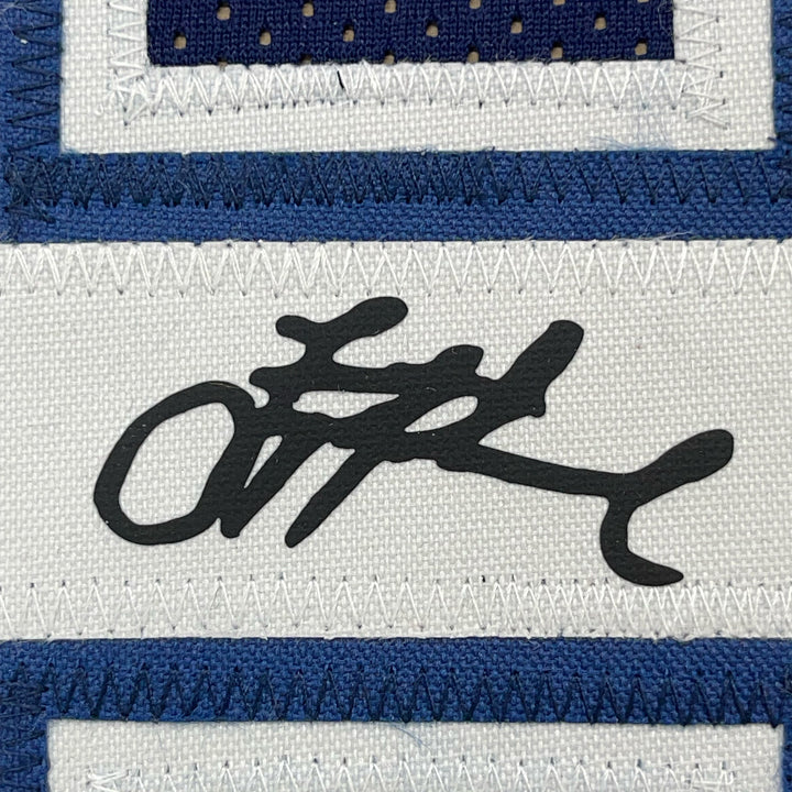 Framed Facsimile Autographed Troy Aikman 33x42 Blue Reprint Laser Auto Jersey