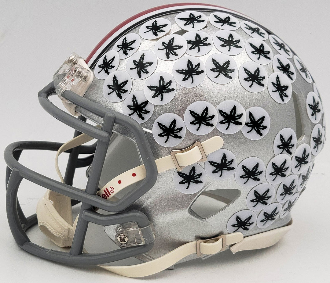 Denzel Burke Signed Ohio State Buckeyes Silver Speed Mini Helmet Beckett