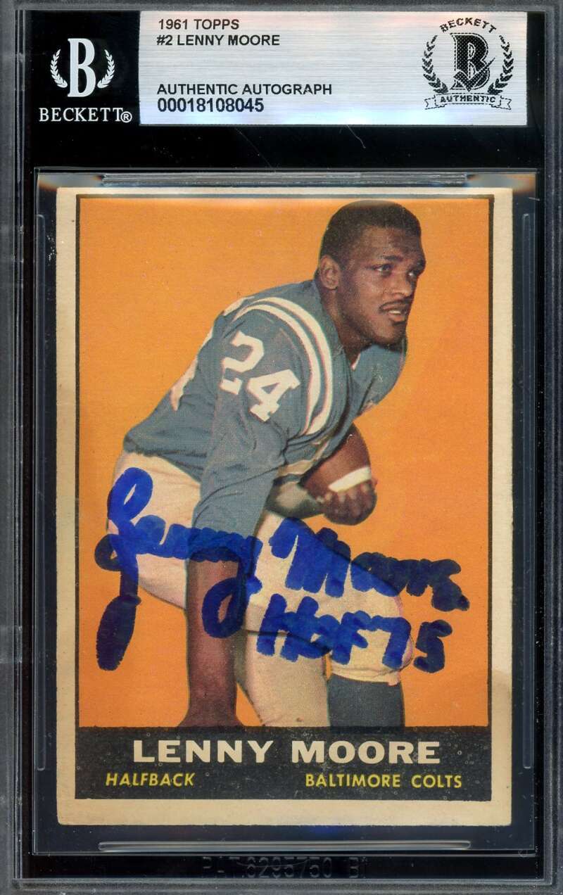 Lenny Moore Beckett BAS Signed 1961 Topps Autographed