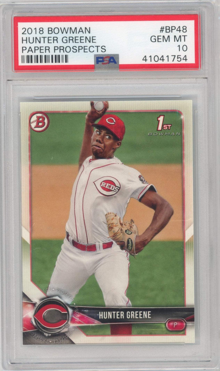 Graded 2018 Bowman Hunter Greene #BP48 Paper Prospects RC Baseball Card PSA 10