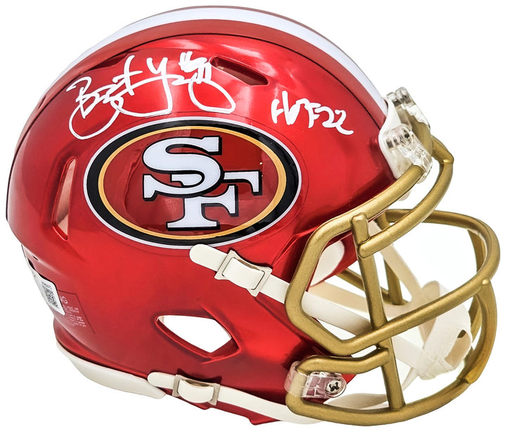 Bryant Young Auto Signed 49ers Flash Red Speed Mini Helmet "HOF 22" Beckett Wit