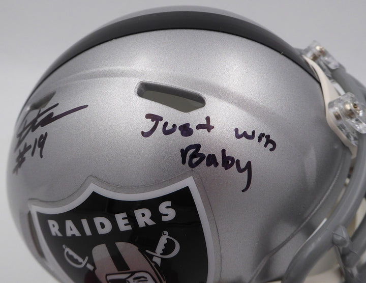 DJ D.J. Turner Signed Raiders Mini Helmet "Just Win Baby" Beckett #2W133251