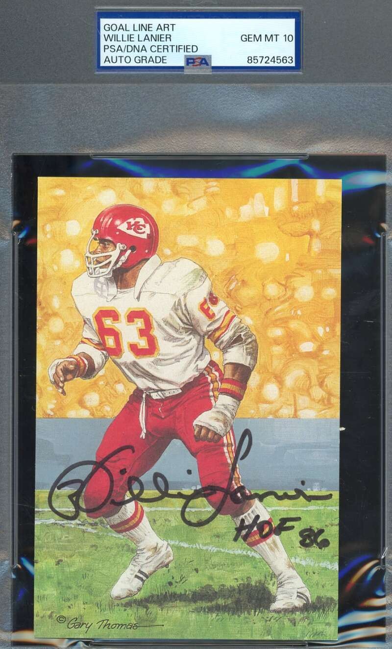 Willie Lanier Gem Mint 10 PSA DNA Autograp Goal Line Art Card GLAC Signed HOF 86