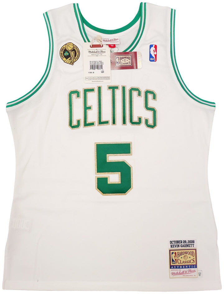 Boston Celtics Kevin Garnett Signed White & Gold Mitchell & Ness Hardwood