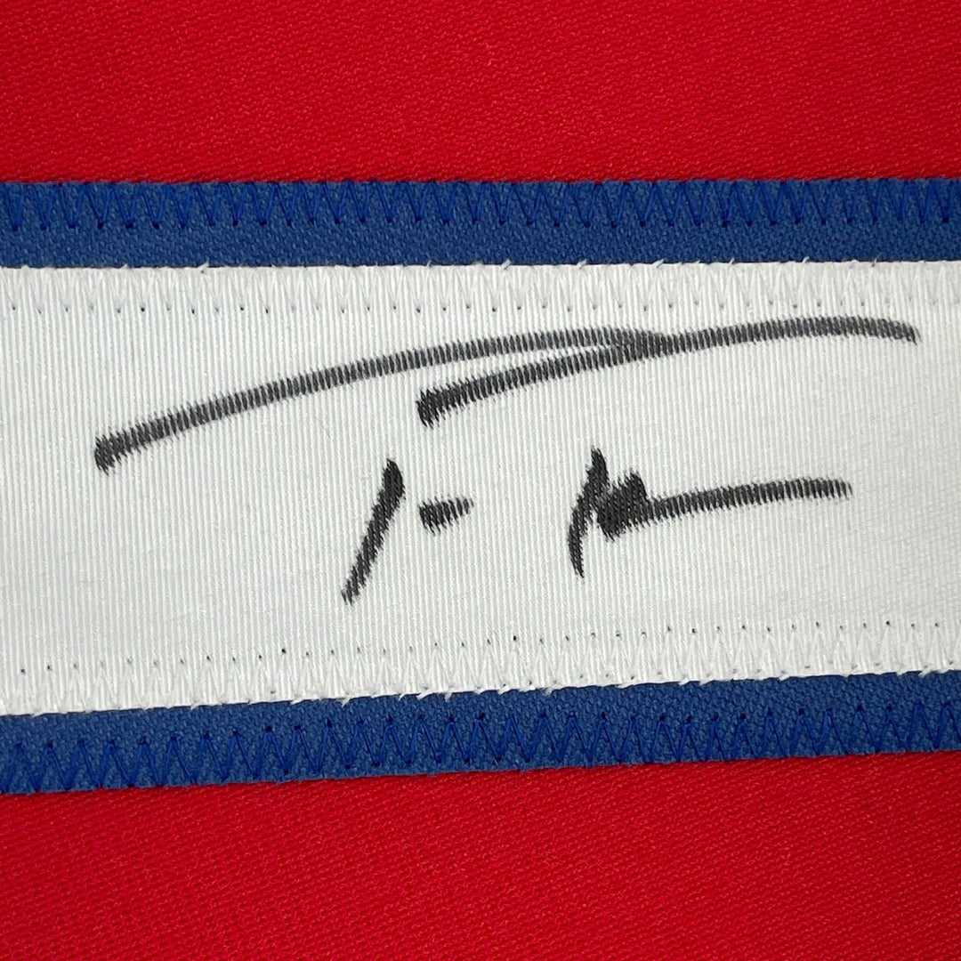 Framed Autographed/Signed Trea Turner 33x42 Philadelphia Red Jersey BAS COA