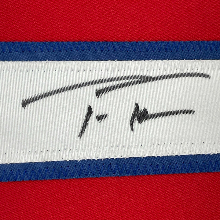 Framed Autographed/Signed Trea Turner 33x42 Philadelphia Red Jersey BAS COA