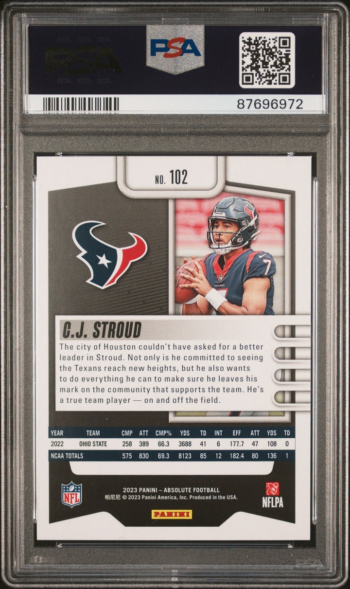 Graded 2023 Panini Absolute CJ Stroud #102 Rookie RC Card PSA 10 Gem