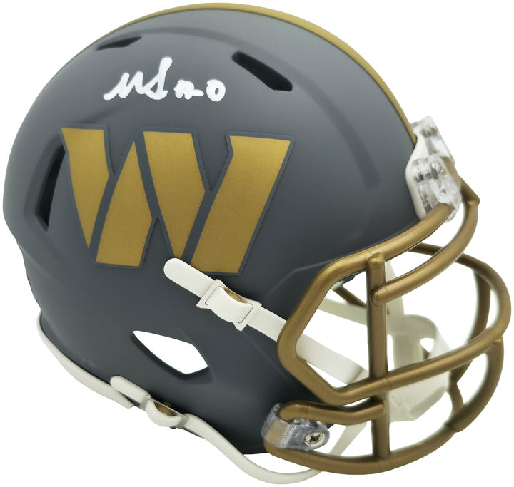 Mike Sainristil Signed Commanders Slate Silver Speed Mini Helmet Beckett Witness