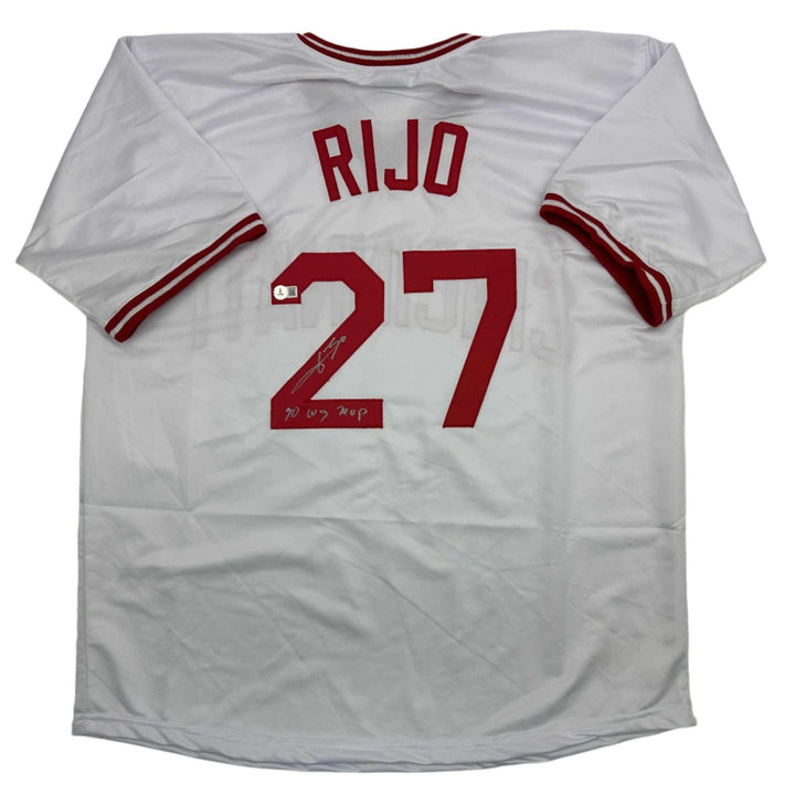Autographed/Signed Jose Rijo 90 WS MVP Cincinnati White Jersey Beckett COA
