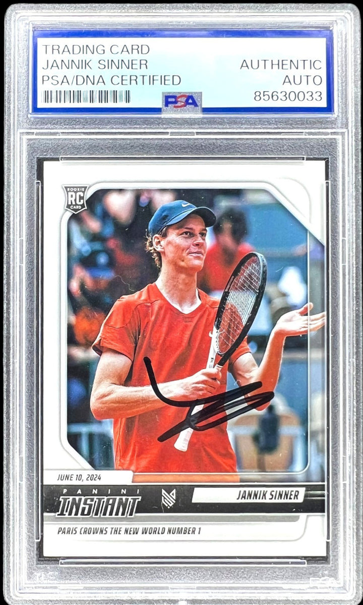 JANNIK SINNER SIGNED 2024 PANINI INSTANT ROOKIE CARD #JS-1 TENNIS RC PSA AUTO