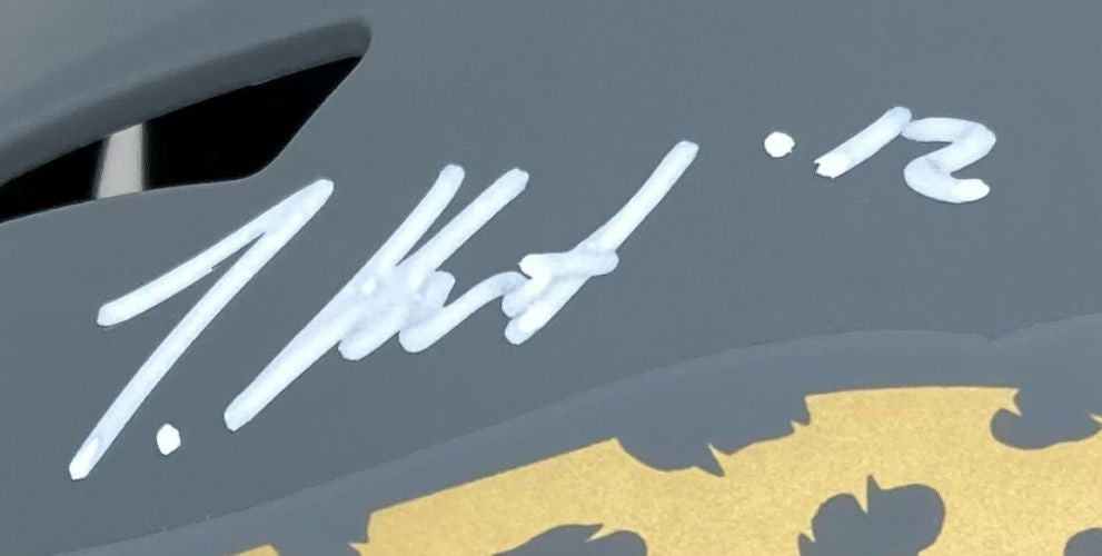 Travis Hunter Signed Jacksonville Jaguars FS Slate Speed Replica Helmet BAS