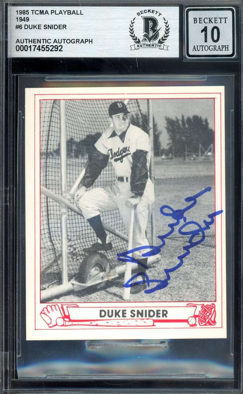 Duke Snider Gem Mint 10 Beckett BAS Signed 1985 TCMA Playball 1949 Autograph