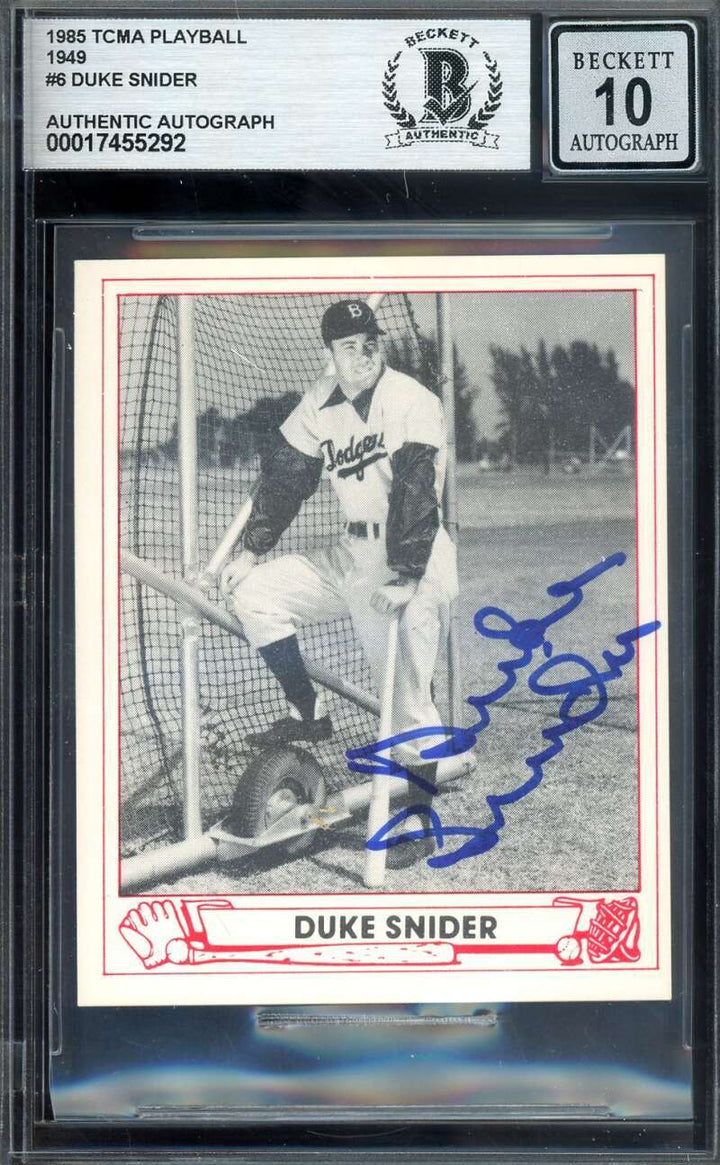 Duke Snider Gem Mint 10 Beckett BAS Signed 1985 TCMA Playball 1949 Autograph
