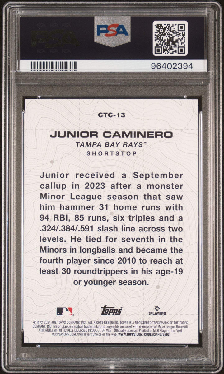 Graded 2024 Topps Junior Caminero #CTC13 City to City RC Baseball Card PSA 10