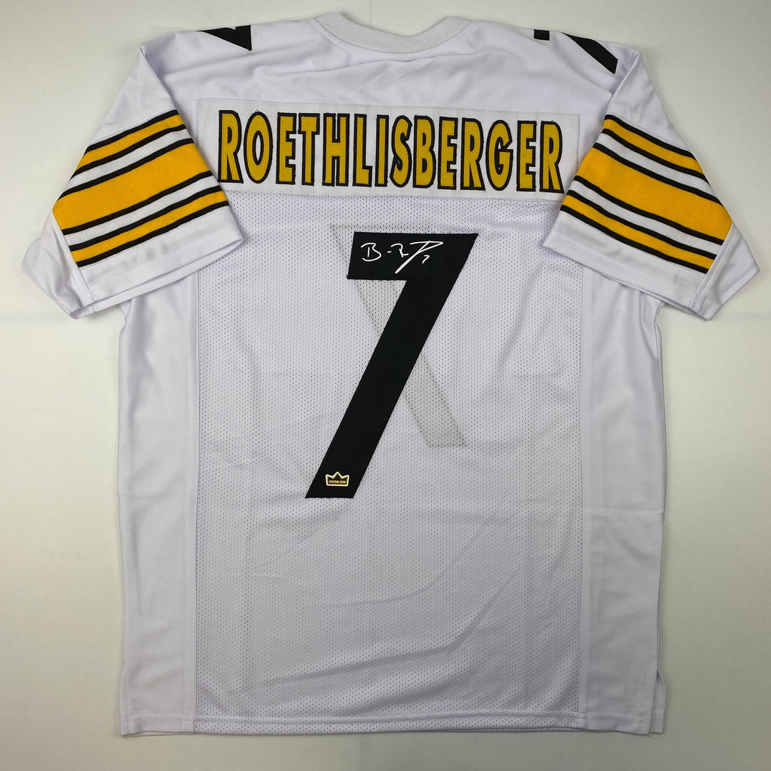Facsimile Autographed Ben Roethlisberger Pittsburgh White Jersey Size Men's XL