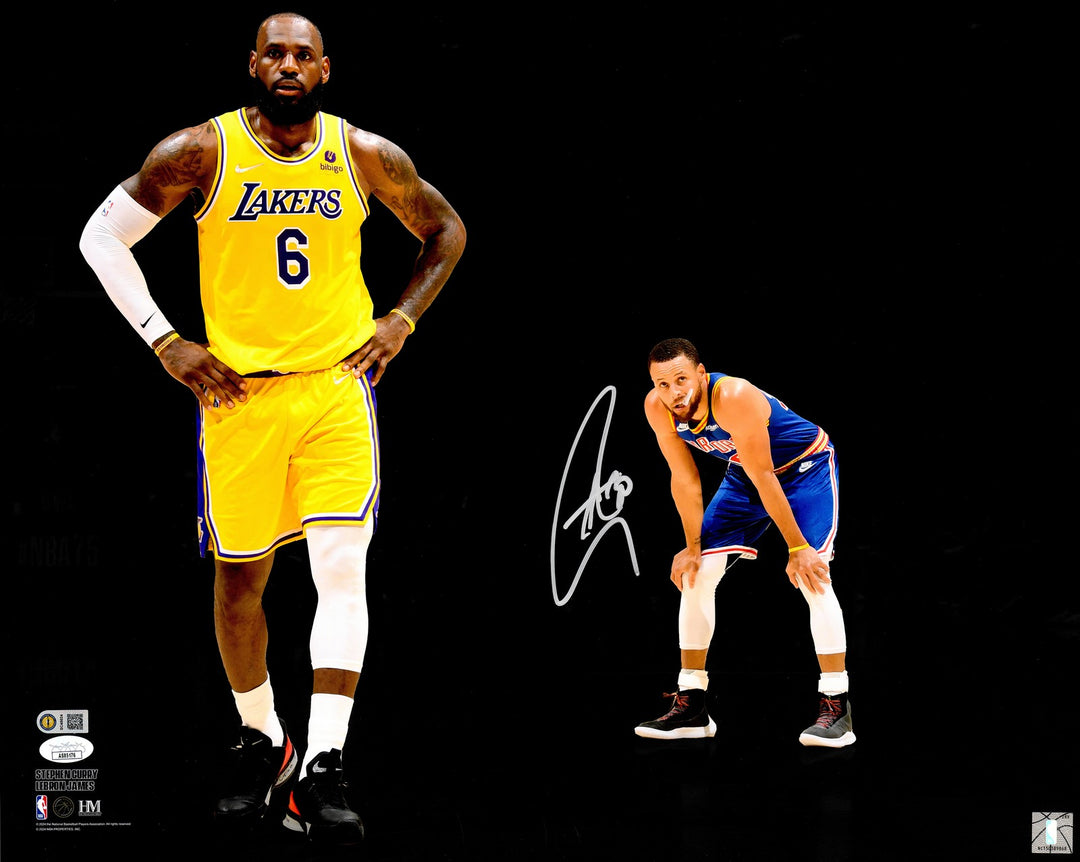 Stephen Curry Signed 16x20 Photo Golden State Warriors vs. LeBron James JSA