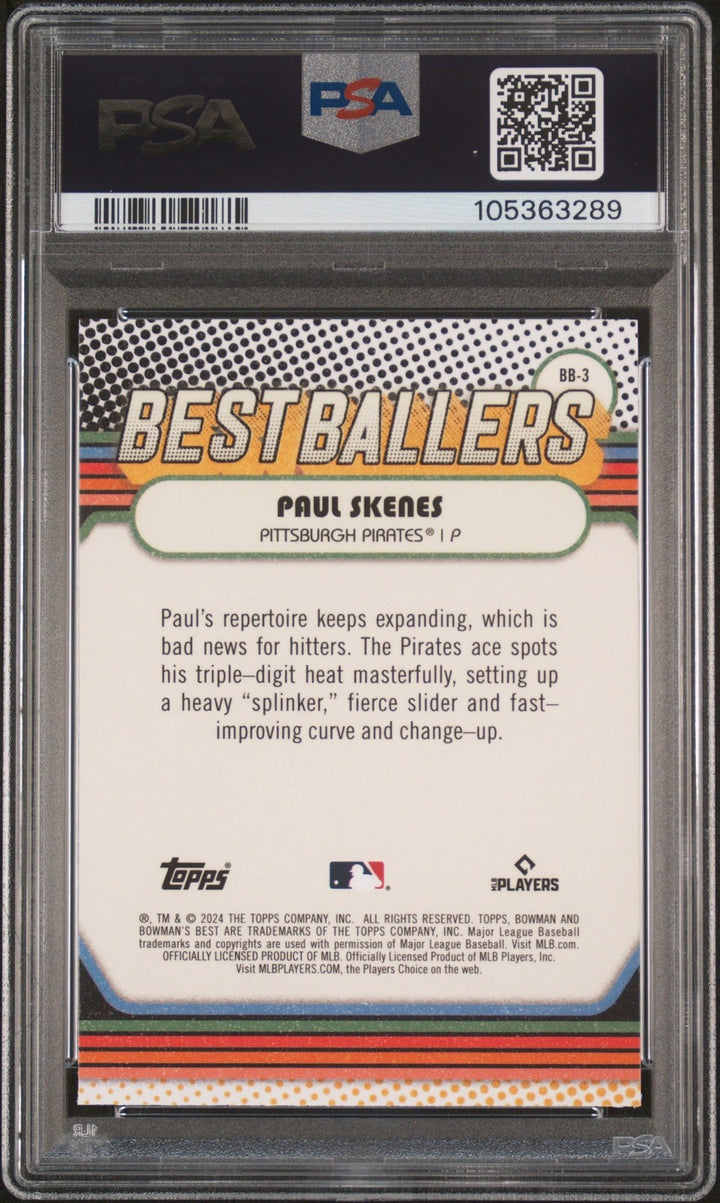 Graded 2024 Bowmans Best Paul Skenes #BB3 Best Ballers RC Card PSA 10