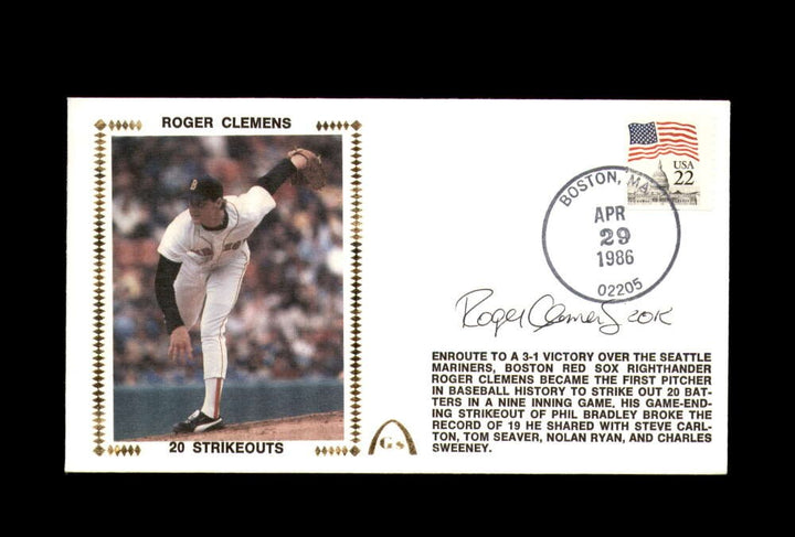 Roger Clemens PSA DNA Signed FDC 1986 First Day Cover Cache 20 Strikeouts Auto