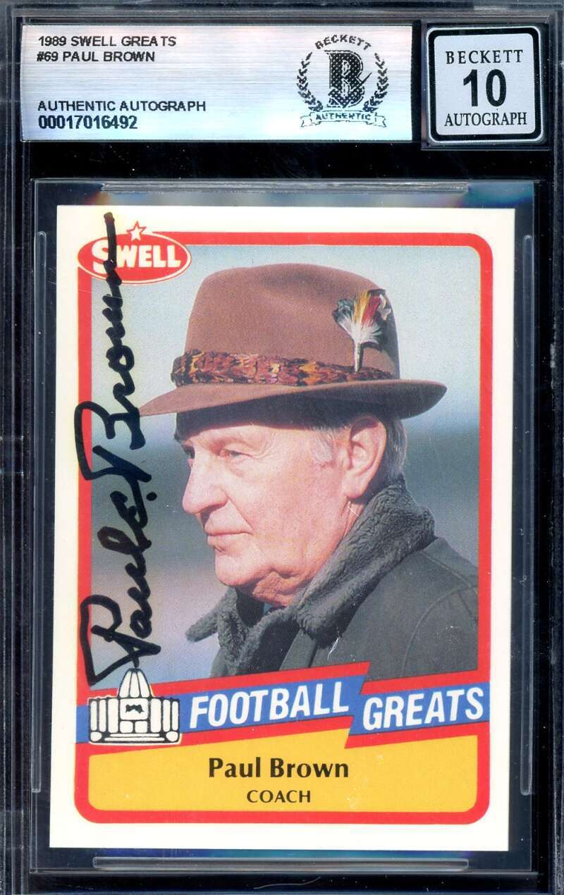 Paul Brown Gem Mint 10 Beckett BAS Signed 1989 Swell Greats Autograph