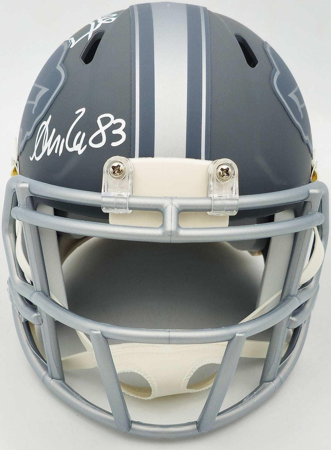 Jim Kelly, Thurman Thomas & Andre Reed Auto Bills Greats Gray Mini Helmet BAS