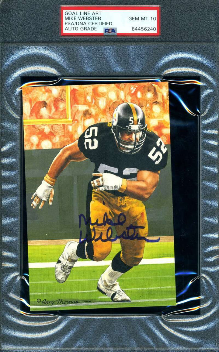 Mike Webster Gem Mint 10 PSA DNA Signed Goal Line Art Card GLAC Autograph