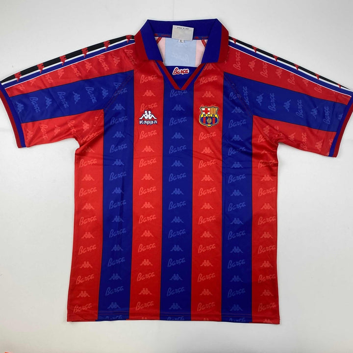 Autographed/Signed Ronaldo Nazario FC Barcelona Red/Blue Jersey Beckett COA