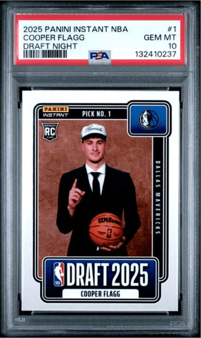 Graded 2025 Panini Instant Cooper Flagg #1 Draft Night RC Card PSA 10