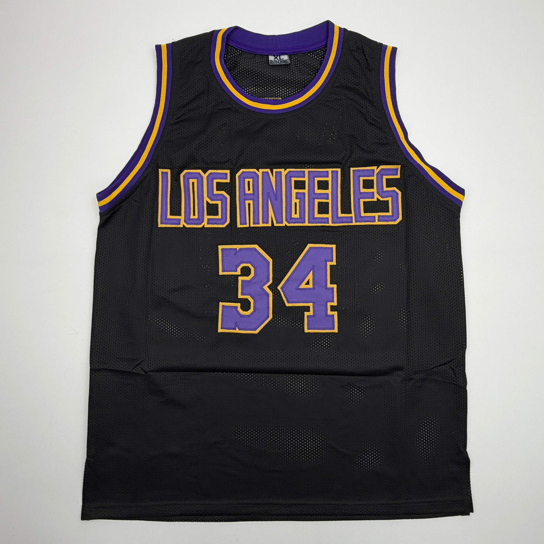 Autographed/Signed SHAQUILLE SHAQ O'NEAL Los Angeles Black Jersey JSA COA Auto