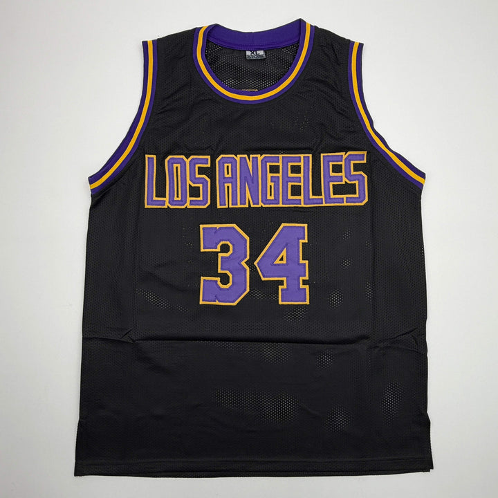 Autographed/Signed SHAQUILLE SHAQ O'NEAL Los Angeles Black Jersey JSA COA Auto