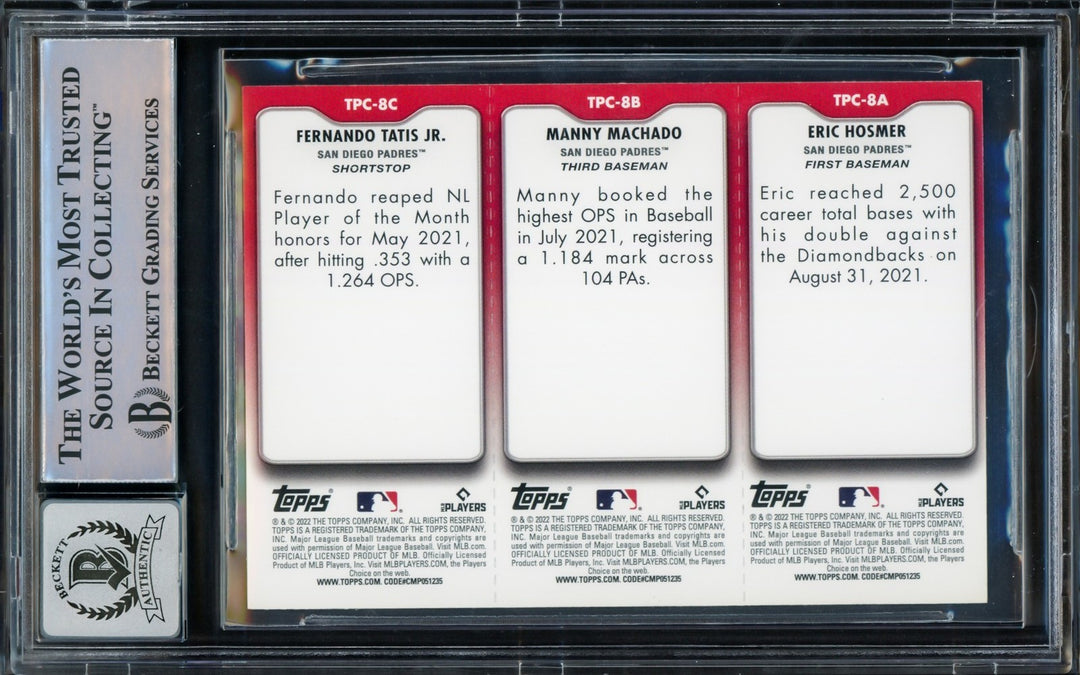 Fernando Tatis Jr Auto 2022 Topps Opening Day Triple Play Card TPC-8C Sig 10 BAS