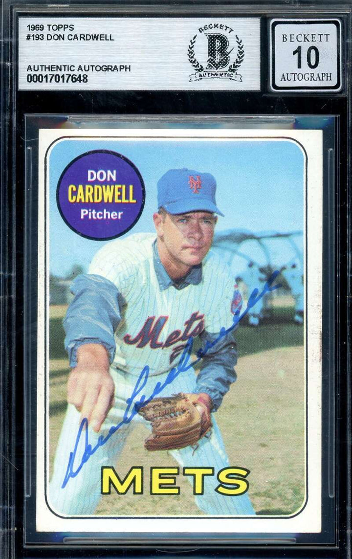 Don Cardwell Gem Mint 10 Beckett BAS Signed 1969 Topps Autograph