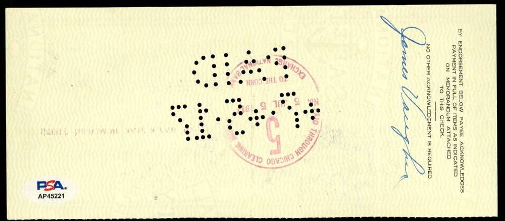 Hippo Vaughn PSA DNA Coa Signed 1917  Chicago Cubs Check Autographed
