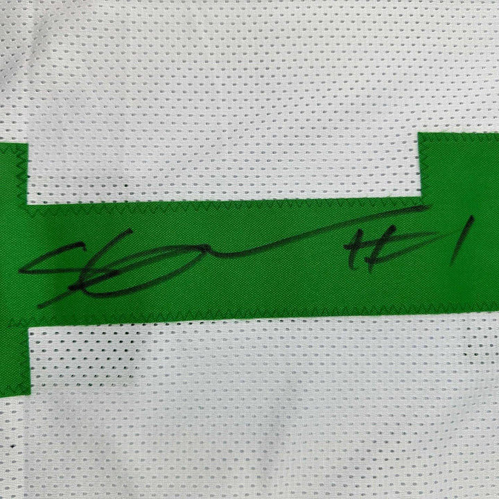 Framed Autographed/Signed Ahmad Sauce Gardner 35x39 White Retro Jersey COA