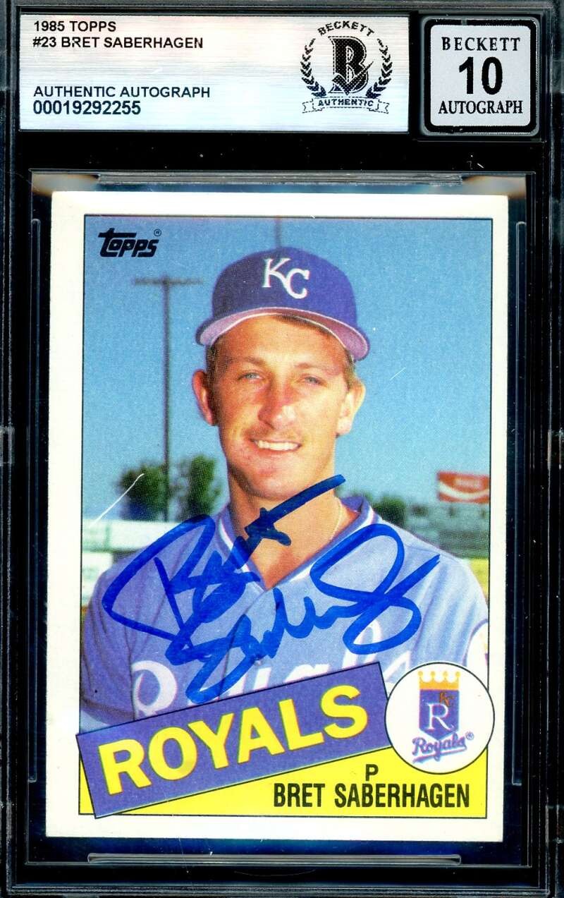 Bret Saberhagen Gem Mint 10 Beckett BAS Signed 1985 Topps Rookie Autograph