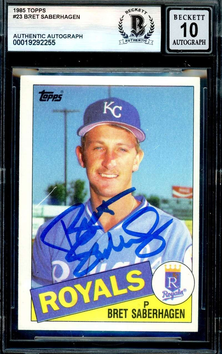 Bret Saberhagen Gem Mint 10 Beckett BAS Signed 1985 Topps Rookie Autograph