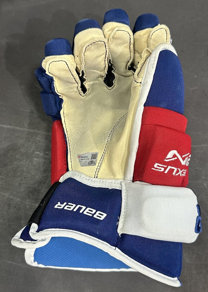 Adam Fox New York Rangers 2022 Game Used Bauer Nexus Gloves Pair Fanatics COA