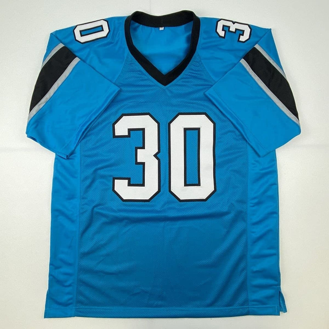 Autographed/Signed Chuba Hubbard Carolina Blue Jersey Beckett BAS COA