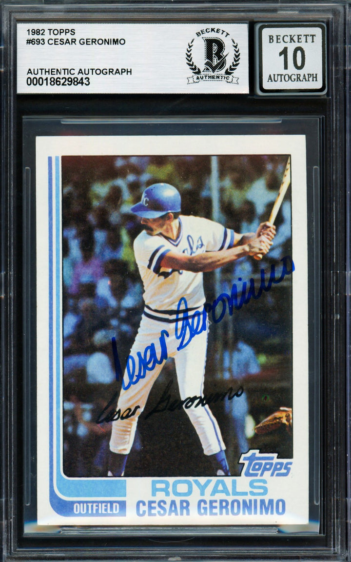 Cesar Geronimo Signed 1982 Topps Card 693 Royals Auto GM 10 Beckett #18629843