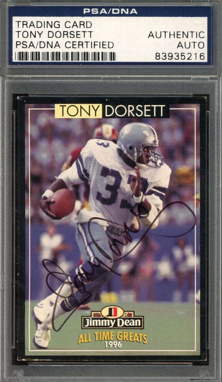 Tony Dorsett PSA DNA Signed 1996 Jimmy Dean All Time Greats Autograph