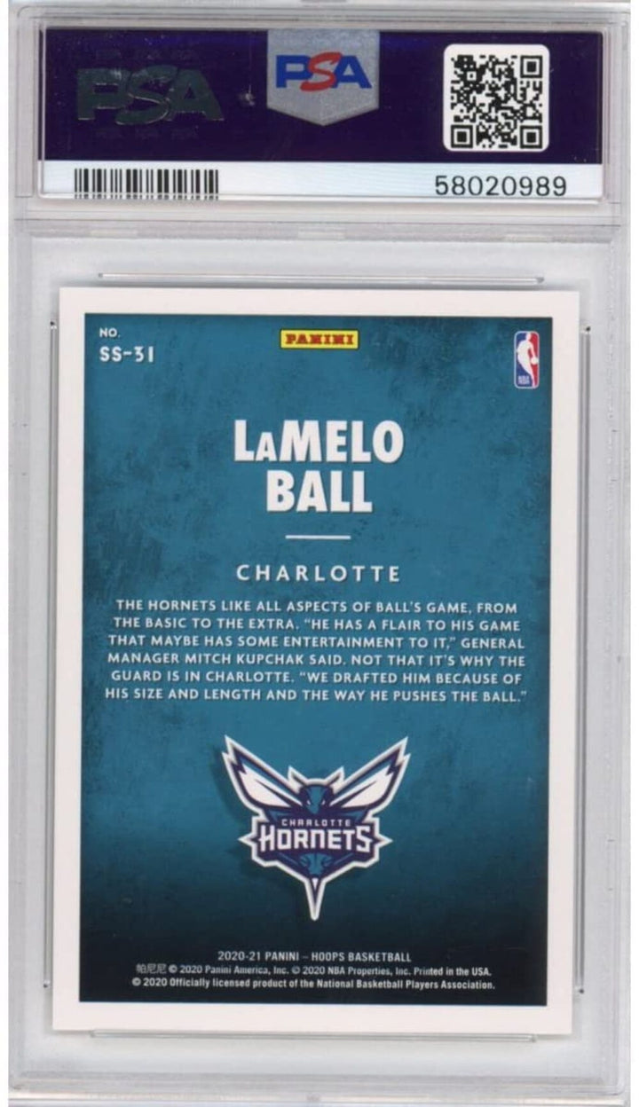 Graded 2020-21 Panini Hoops LAMELO BALL #SS31 Now Playing Rookie RC Card PSA 10